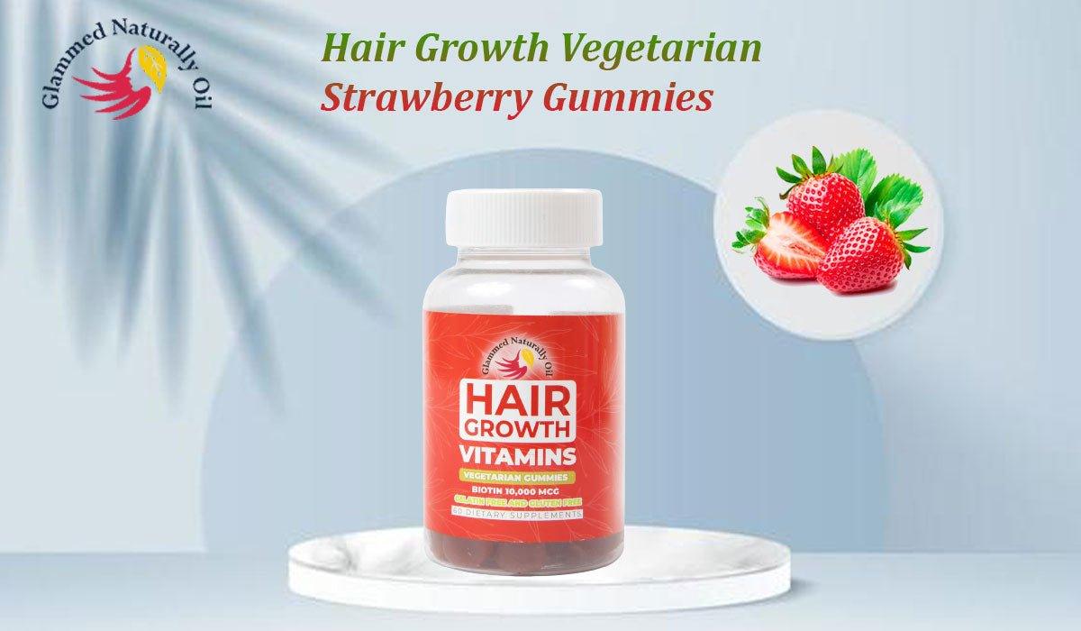 Hair Growth Vegetarian Strawberry Gummies: Uses, Benefits, and More - GlammedNaturallyOil